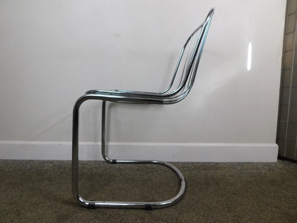 Compra 1 o 2 Silla Lateral Moderna Mediados de Siglo Cromo Listón Brno Rohe Bertoia ERA AÑOS 70 Foto 4 de 4