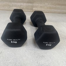 Neoprene Dumbbell Set 5kg Pair | Black | Cast Iron | Home Gym