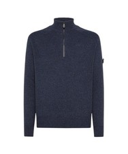NWT PEUTEREY BLUE MOULINE SWEATER WITH HALF ZIP BRAILLE 03 PEU5614 SIZE L