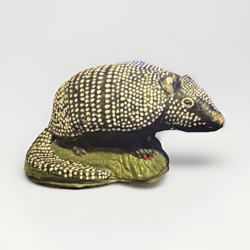 Concrete Spotted Armadillo Figurine life size Sculpture Black White Green