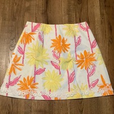 Lilly Pulitzer Women s Size 4 Vintage Floral A Line Skirt w/ Scallop Lace Trim