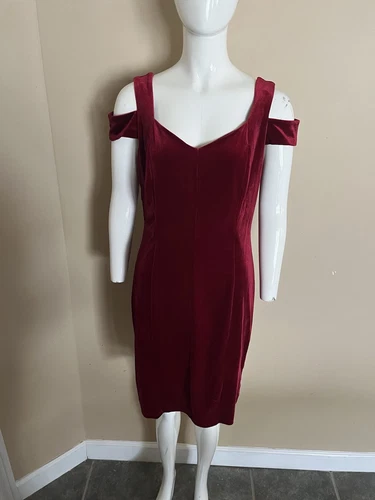 VALENTINO Abito da cocktail Alexa B Nites rosso velluto taglia 10P lunghezza ginocchio elegante matrimonio