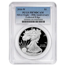 2016-W Proof $1 American Silver Eagle PCGS PR70DCAM Blue Label