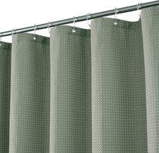 Short Waffle Weave Fabric Shower Curtain 66 Inch Long , Hotel Luxury Spa, 230 GS