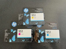 Genuine New HP 951 Color Cyan Yellow Magenta 3PK CR314FN Open Box Exp 2026 2027