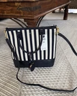 LAUREN RALPH LAUREN Navy Blue & Ivory Striped Andover Crossbody Purse Bag