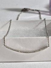 DLC 925 Sterling Silver Necklace Small Diamonds Row Band 18 Inch Women Diamond