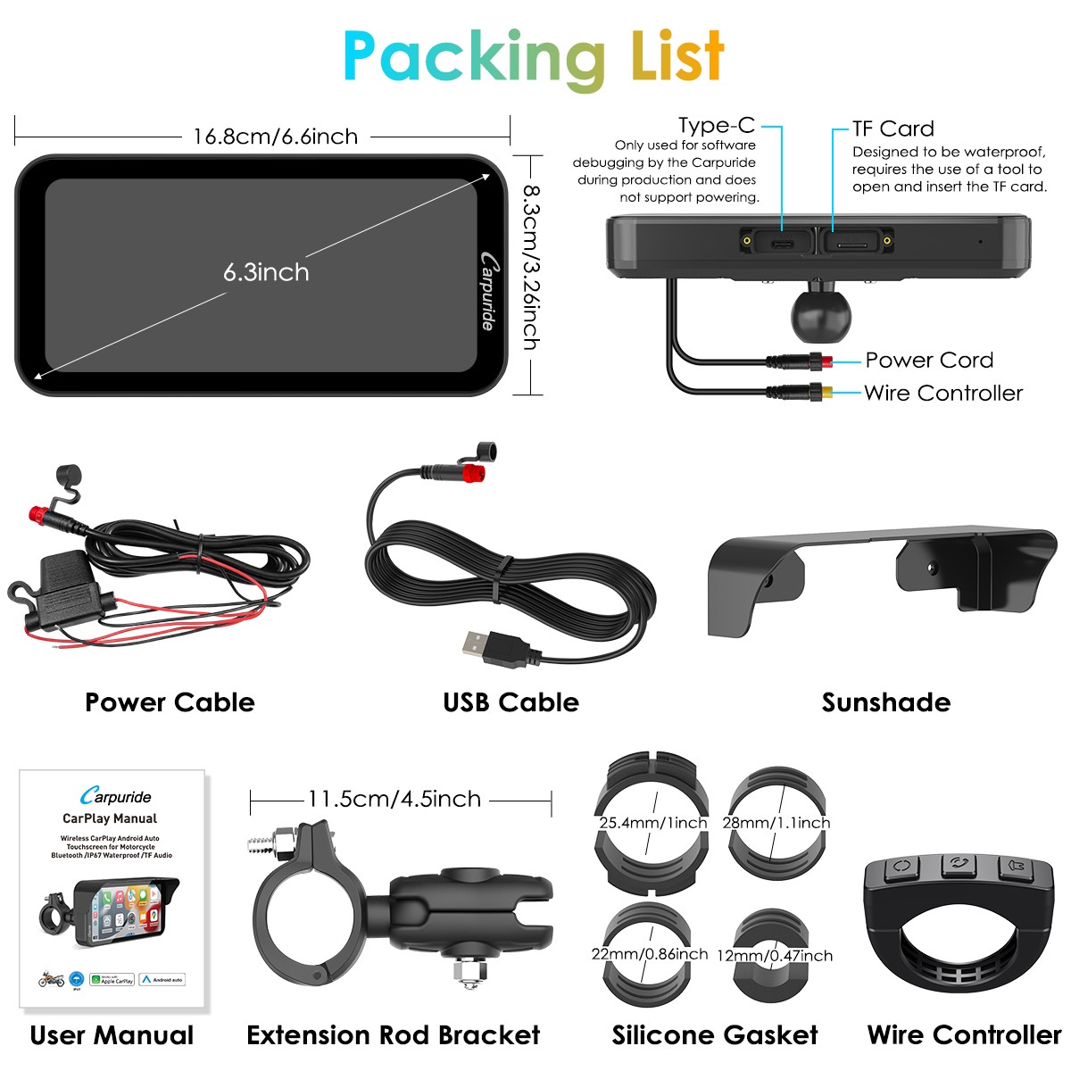 Carpuride W603 Wireless Portable Motor Stereos Carplay Android 