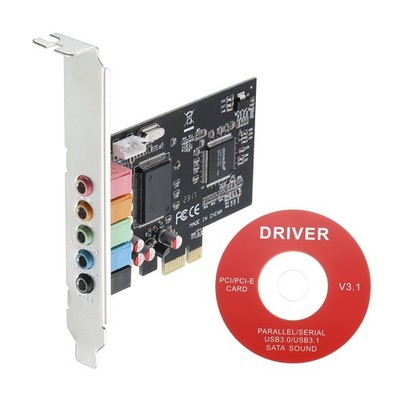 PCIe Soundkarte, interne 5.1 Stereo-Audiokarte 24 Bit mit CD, Computer-Gehäuse