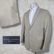 Banana Republic Blazer Sport Coat Mens 44R Modern Fit Solid Beige 2 Button Front