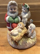 Dreamsicles Figurine 1999 Santa At Prayer W/ Baby Angel Blue Bird Cast Art EUC