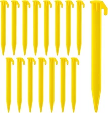 16PCS Plastic Tent Stakes, 5.7 Inch Durable Spike Hook Pegs Serrated Edges Heavy