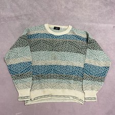 Vintage Knitted Jumper Abstract Patterned Grandad Knit Sweater, Made In Italy