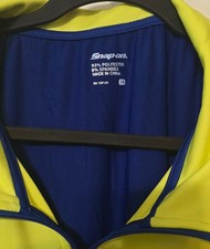 NEW Snap-On Men  s Quarter-Zip Long Sleeve Shirt   Blue/Neon Yellow Athletic Top