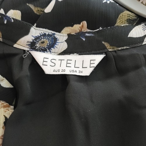 Estelle Delfina Floral Long Sleeve Chiffon Shirtdress In Black, Size 3X, EUC - Picture 8 of 11