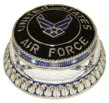 US Air Force H2536 Mini Earring Jeweled Trinket Box 2.75" L