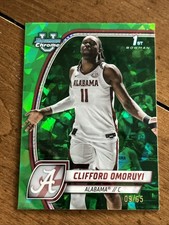Clifford Omoruyi 1st RC 2024-25 BOWMAN CHROME U SAPPHIRE #09/65 Green Refractor