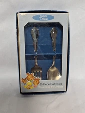 Oneidacraft Chateau 4" Baby Infant Toddler Fork & Spoon Deluxe Stainless & Box,
