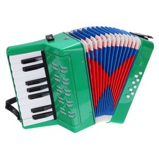 Accordion 17 Keys 8 Bass Button Accordion Toy Mini Musical Instrument Green