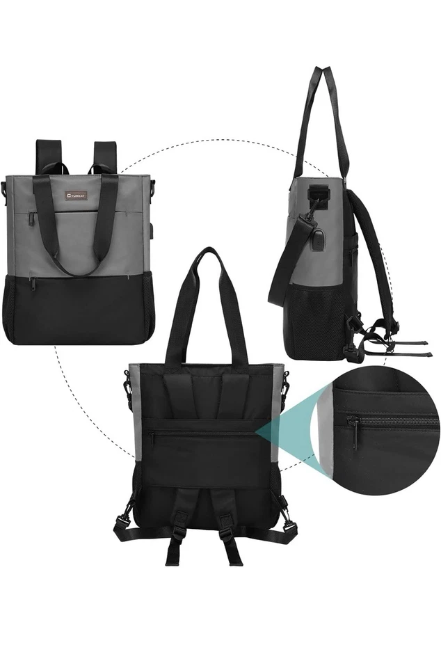 Mochila convertible para computadora portátil de 15,6 pulgadas bolsas de viaje trabajo negocios bolso mochila Foto 3 de 4