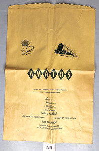 VINTAGE 1960s AMATOS HOBBY TOY ORIGINAL STORE YELLOW PAPER BAG N4