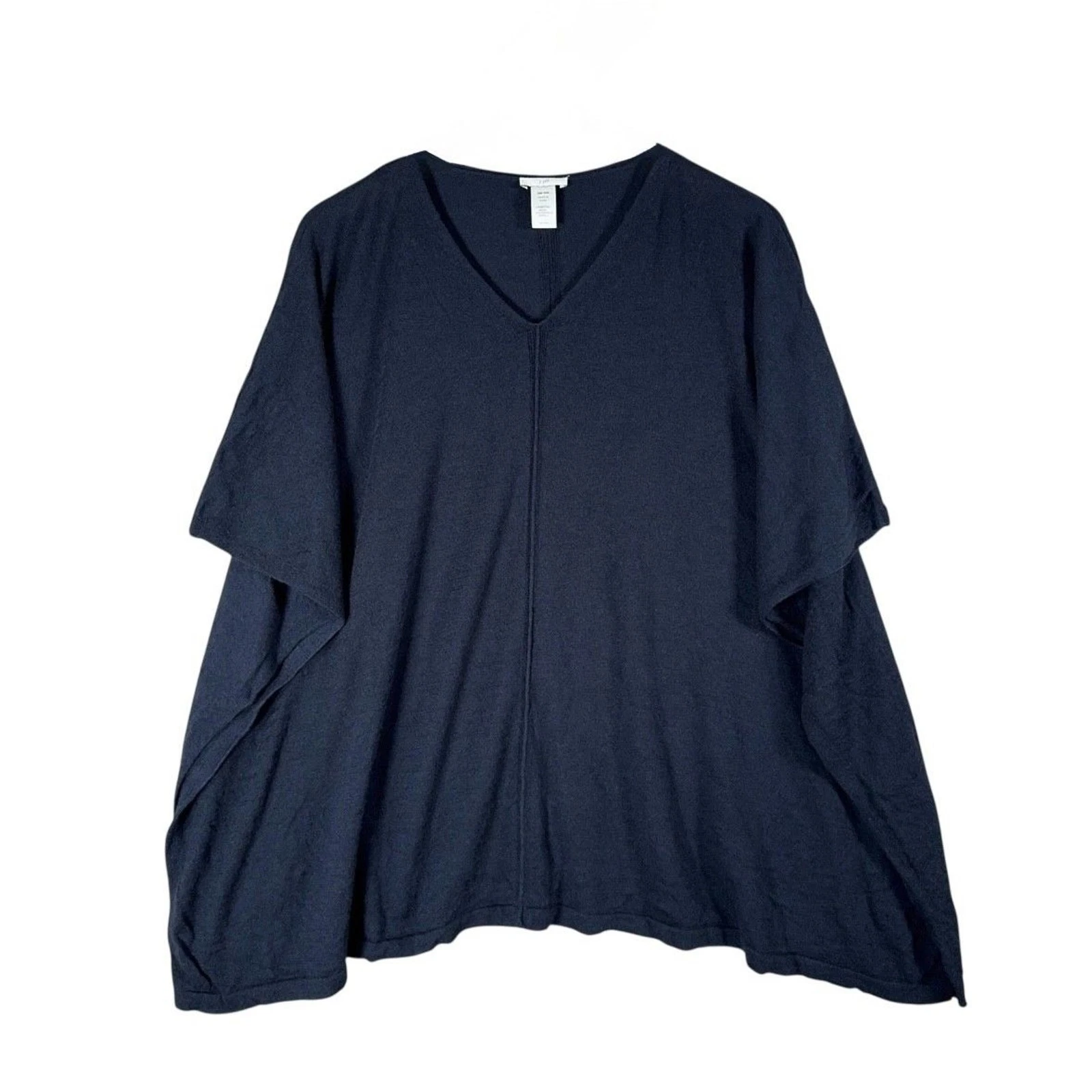 J.Jill Petite One Size Merino Wool Blend Poncho Cape Timeless Neutral Minimalist