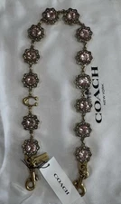 ✨NEW Coach Floral Short Jewelry Chain Strap✨Bag Charm 🌸Pink🌸Crystals CAU47