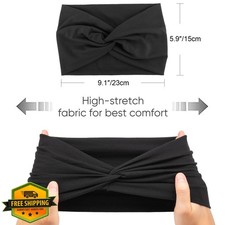 AQOKKA Wide Turban Headband Women Non Slip Boho Elastic Twisted Knot