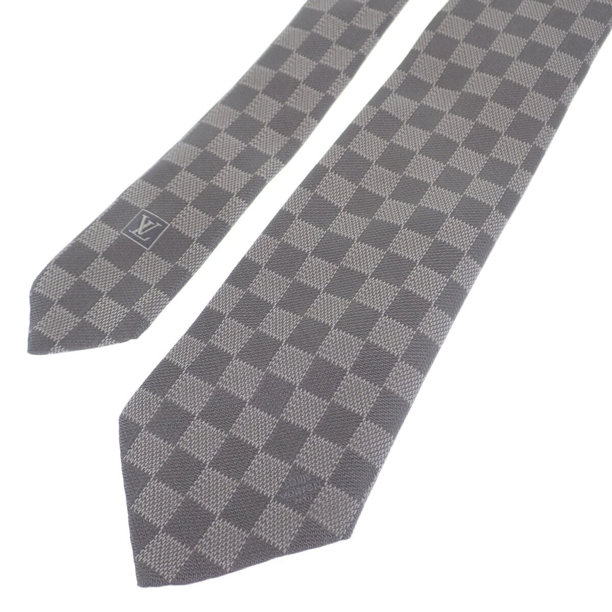 Louis Vuitton Damier Classic Tie M71214 Silk 100% Block Check Gray 