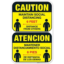 Social Distancing Sign, Social Distancing Sign, Bilingual English Spanish,