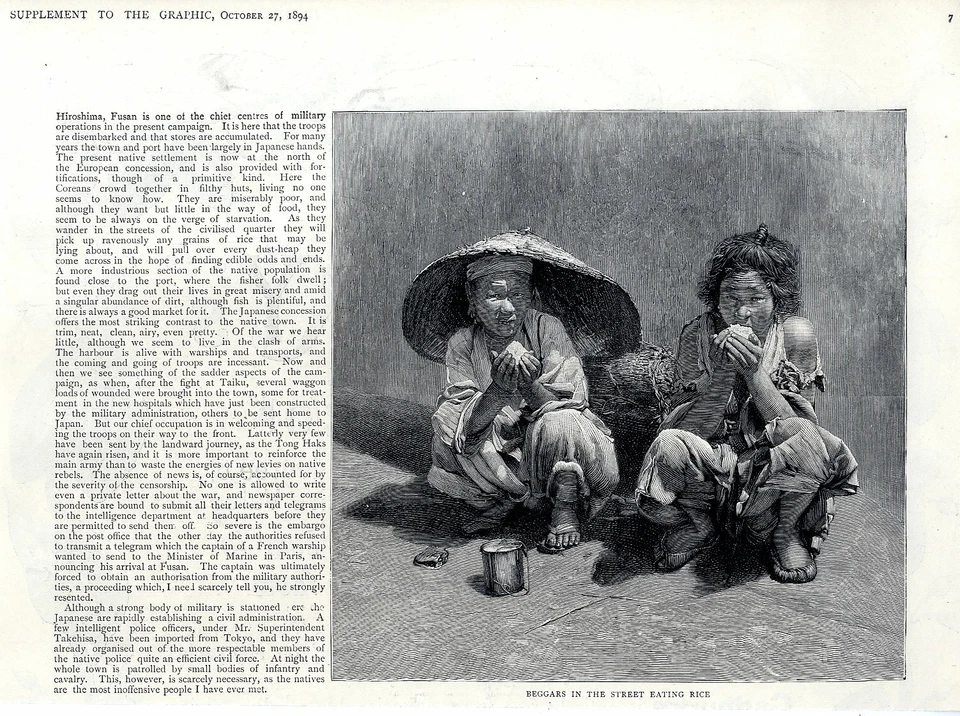 Beggars Fusan Anti-Japanese War Japan vs China Korea-Krieg Original von 1894 - Bild 1 von 1