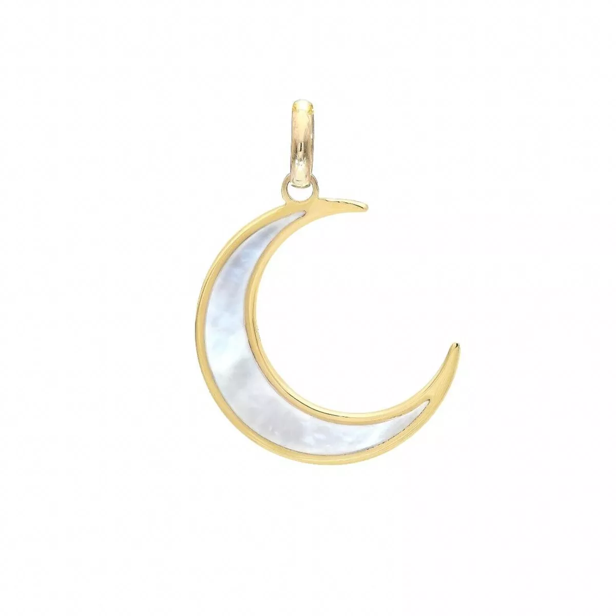 Cubic Zirconia Crescent Moon and Star Necklace Charm in 10K Solid Gold |  Banter