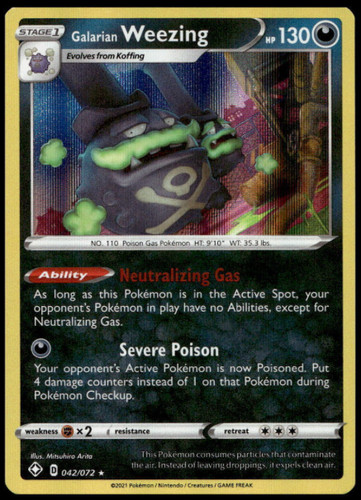 Pokemon - Galarian Weezing - 113/192 -  Holo Rare - REBEL CLASH - NM/M
