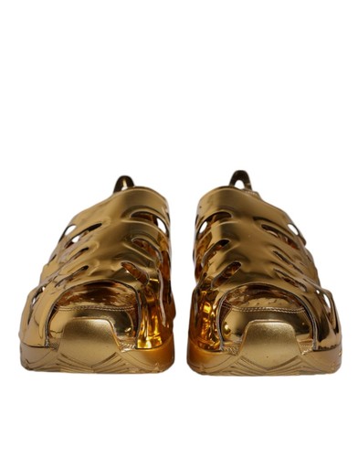 Dolce&Gabbana DAYMASTER Men Gold Sneakers Leather Casual Trainers Shoes Sz EU 44 - Picture 2 of 8