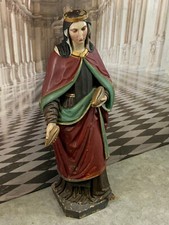 Heiligenfigur Figur Nazarener Heilige mit Krone und Brot antik 19. Jh. 141 cm