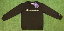 Champion Crewneck Pullover Sweatshirt Black Youth S 7/8 Camo Logo Print NWT