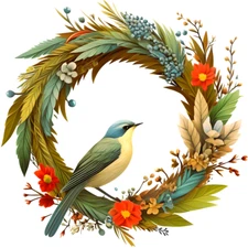 30 Custom Nice Bird Wreath Personalized Address Labels