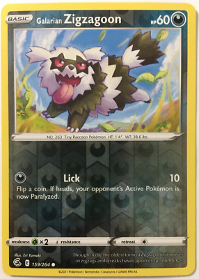 POKEMON GALARIAN ZIGZAGOON 159/264 FUSION STRIKE COMMON REVERSE