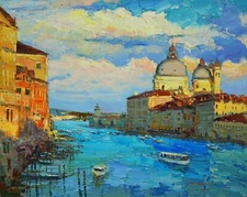 Venice landscape Original painting IMPRESSIONISM Oil on panel by A. Onipchenko