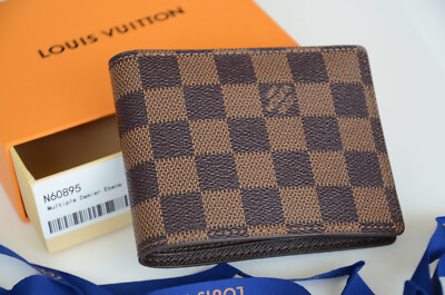 Porte-cartes Louis Vuitton LV homme double pli marron damier ébène