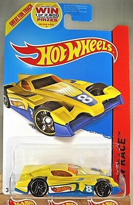 2014 Hot Wheels #153 HW Race-Thrill Racers FORMUL8R Yellow Variant w/Black Pr5Sp