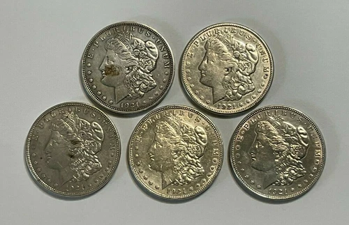 Lot of FIVE Cull 1921 $1 Morgan Silver Dollars