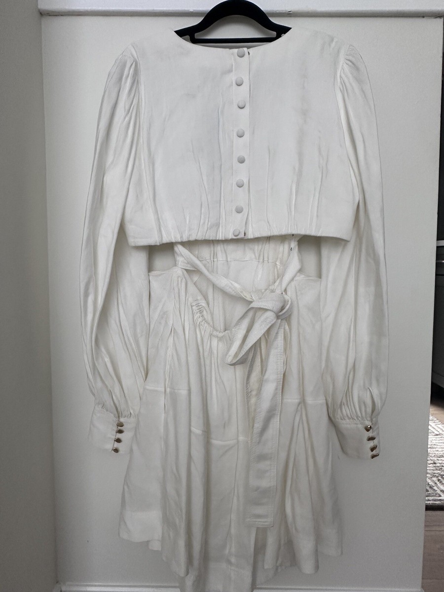 aje white long sleeve dress Lotus Shirt Mini Dress | Ivory