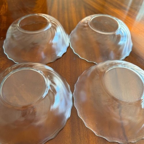 4 Vtg Arcoroc Clearbrook Bowls Glass Swirl Frosted Scalloped Salad Cereal 6.5 In - Picture 7 of 9