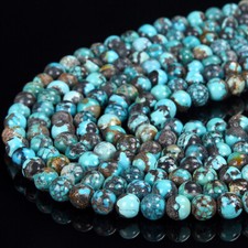 Natural Turquoise Grade AAA Round 5MM 6MM Loose Beads 7 inch Half Strand P102 