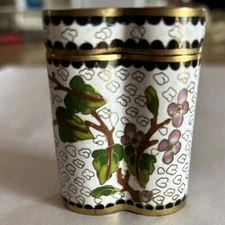 Snuff Cloisonné Asian Brass Pinched 2 Pc box Turquoise Enamel 2-1/4”x 1-1/4 VFC