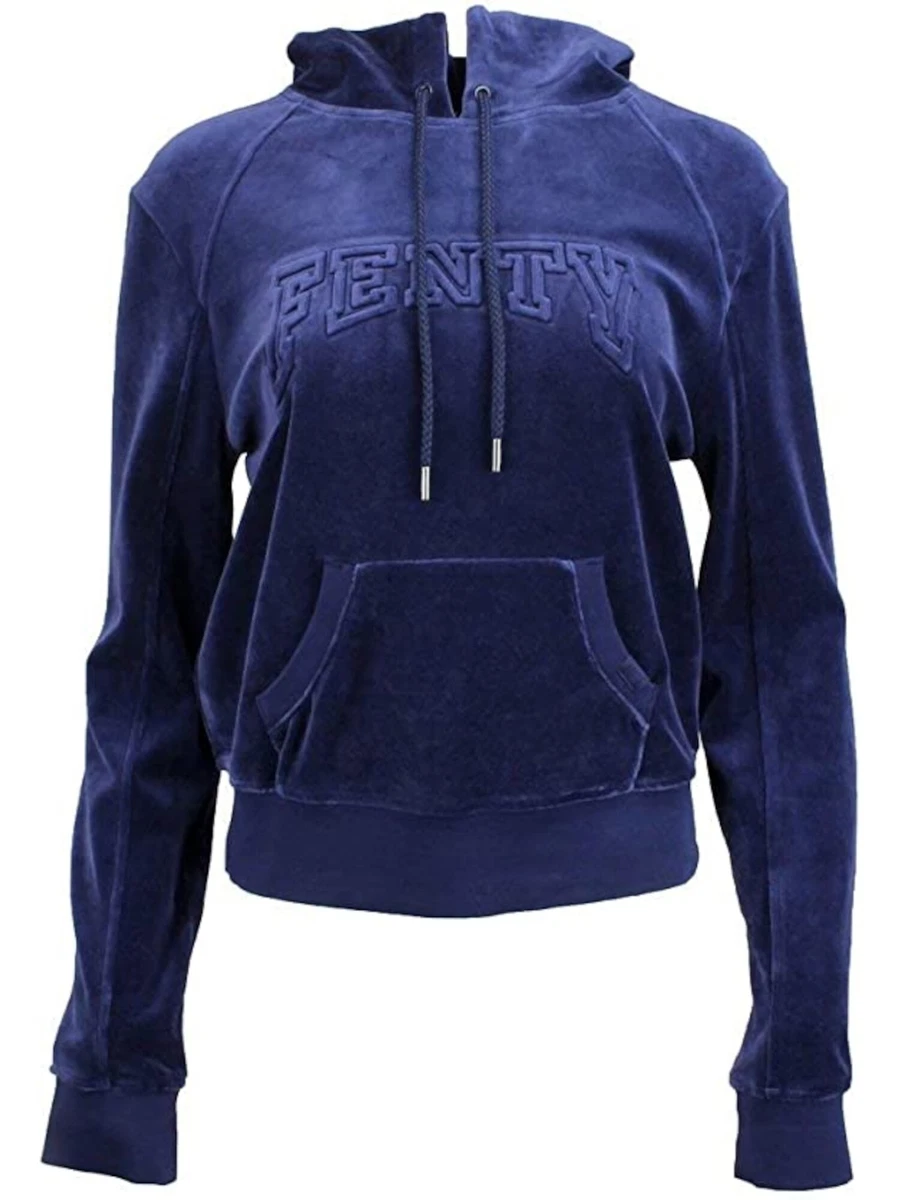 PUMA Womens Navy Graphic Long Sleeve Hoodie Top L