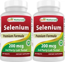 2 Pack Best Naturals Selenium 200 mcg 240 Tablets