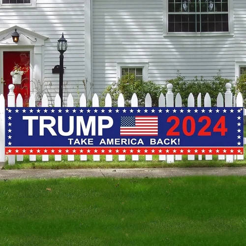 Insegna 10x1,6 piedi Donald Trump 2024 bandiera riprendi l'America grande banner cortile esterno - Foto 6 di 7