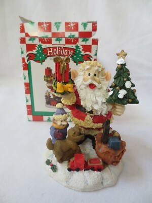 Holiday Collection World Bazaars Elf as Santa with Christmas tree Figurine MIB
